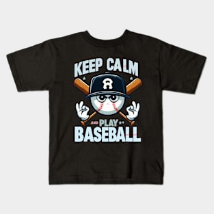 funny ball baseball keep calm and play baseball Kids T-Shirt